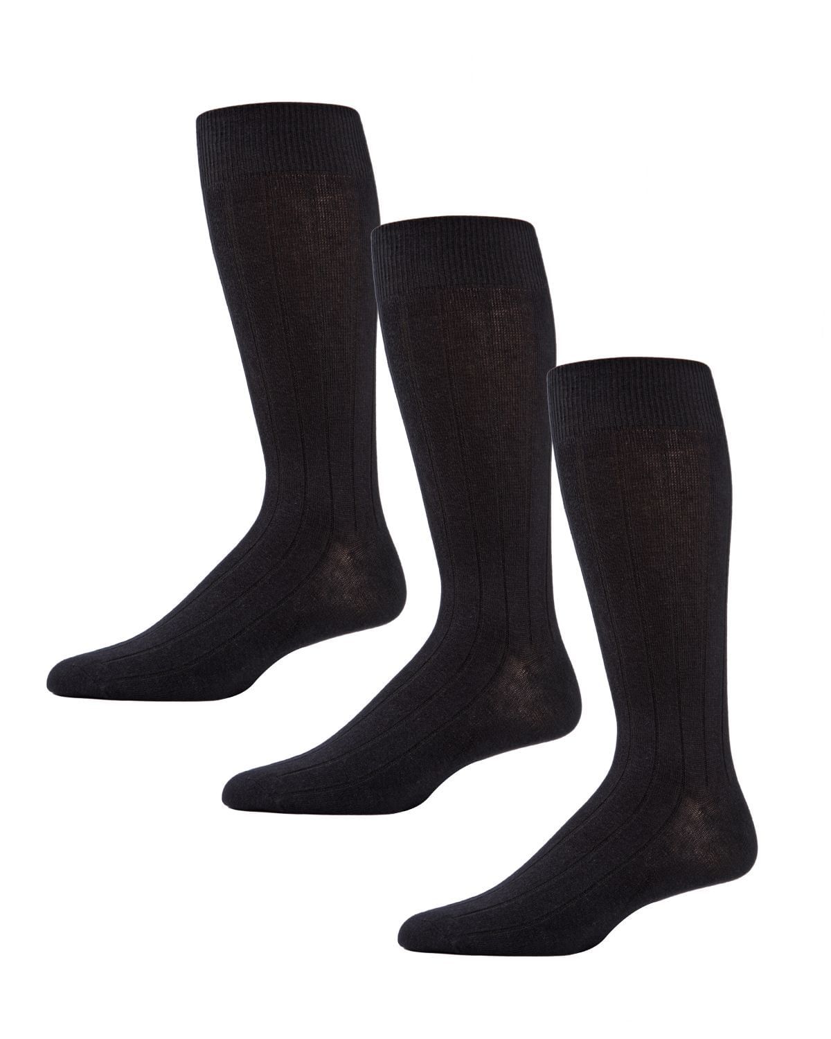 Memoi Men's Classic Wide Ribbed Crew Socks 3-Pack