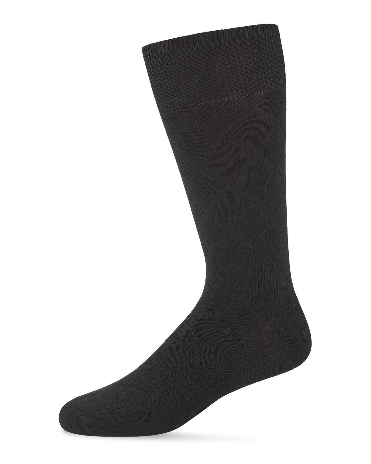 Memoi Men's Bamboo Blend Solid Diamond Crew Socks