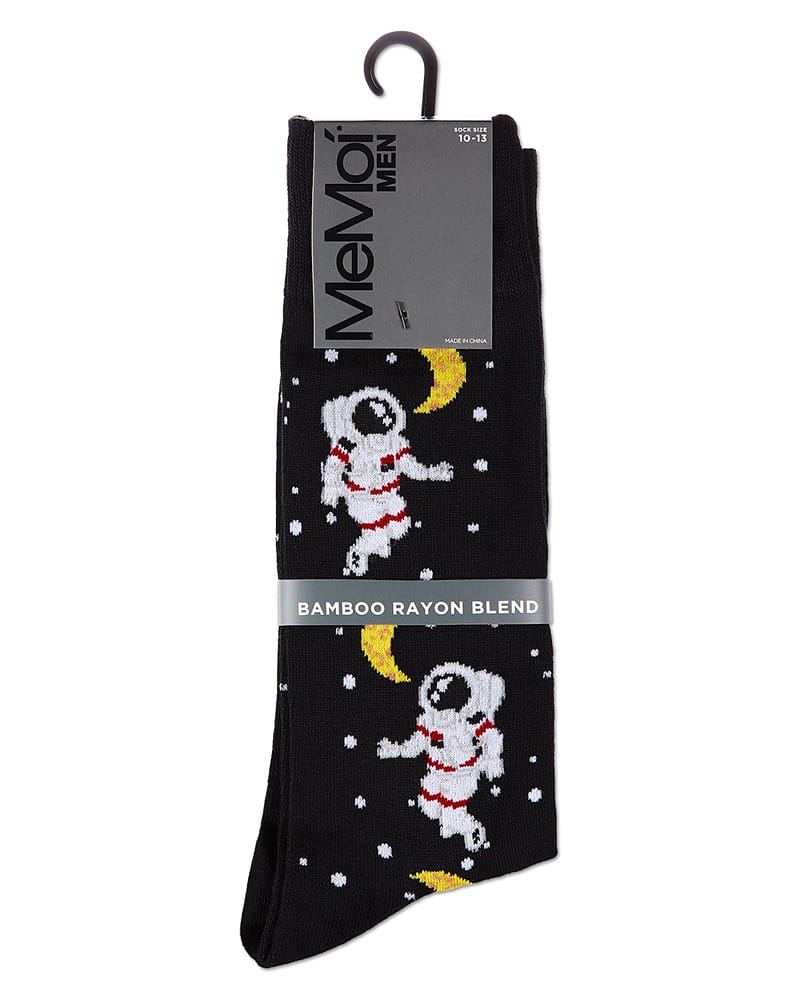 Stellar Moonwalk Astronaut Men's Bamboo Blend Crew Socks