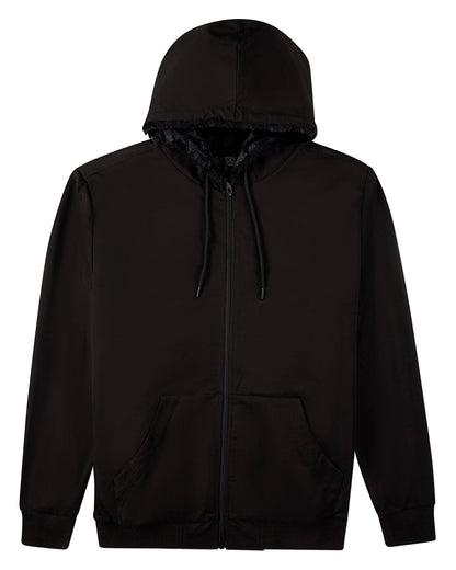 Men's Zip-Up Rayon Blend Hoodie with Faux Fur Lining