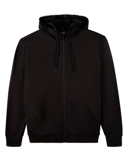 Men's Zip-Up Rayon Blend Hoodie with Faux Fur Lining
