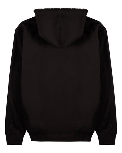 Men's Zip-Up Rayon Blend Hoodie with Faux Fur Lining