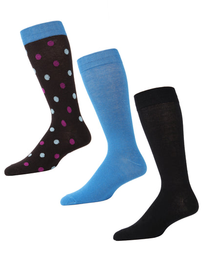 Dotted Cotton Blend Crew Sock 3 Pack