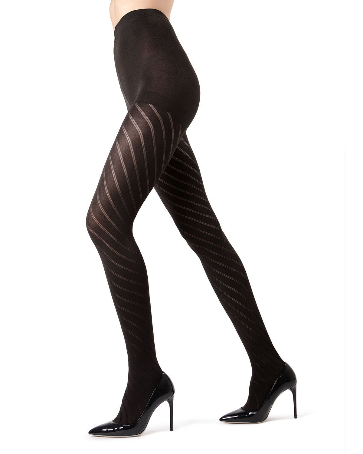 Memoi Spiral Opaque Control Top Tights