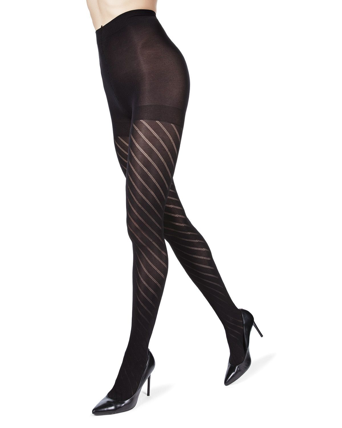 Memoi Spiral Opaque Control Top Tights