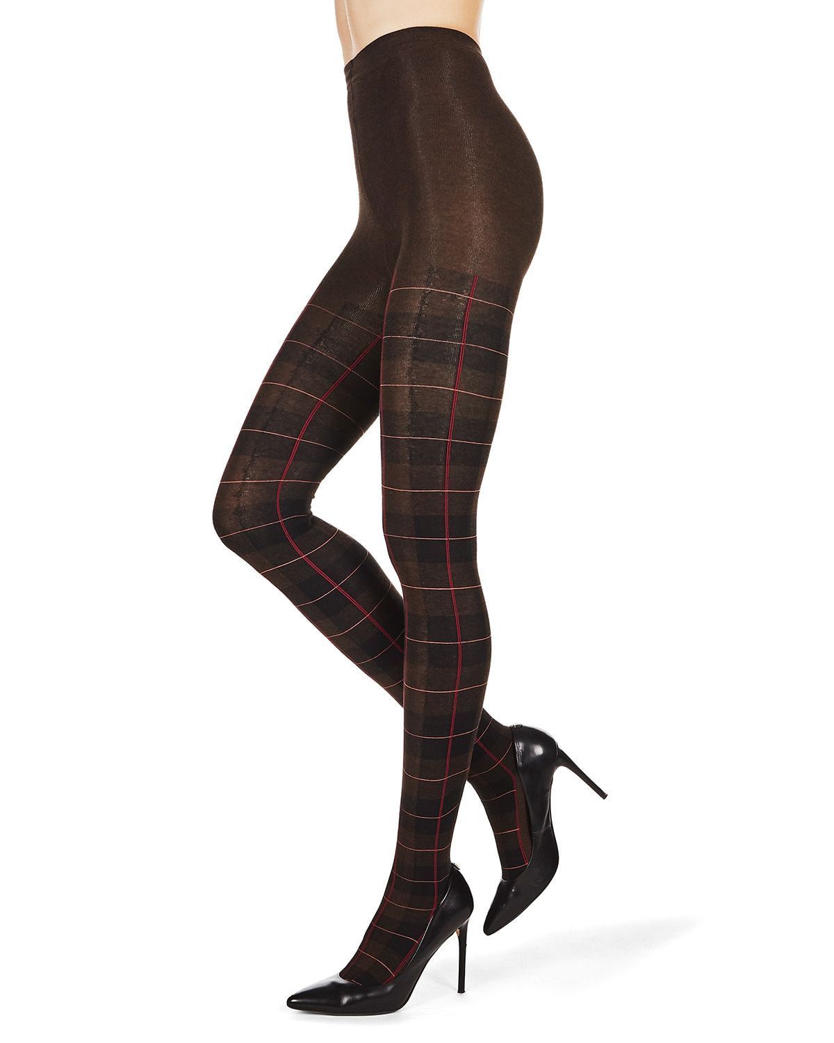 Memoi Glasgow Plaid Cotton Blend Sweater Tights - Mo-392