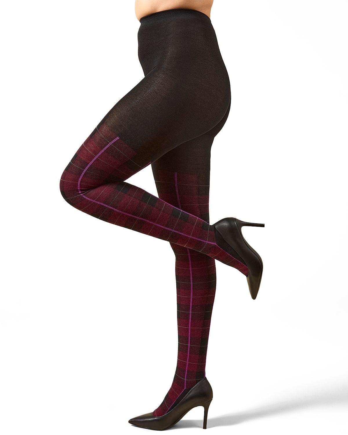 Memoi Glasgow Plaid Cotton Blend Sweater Tights - Mo-392