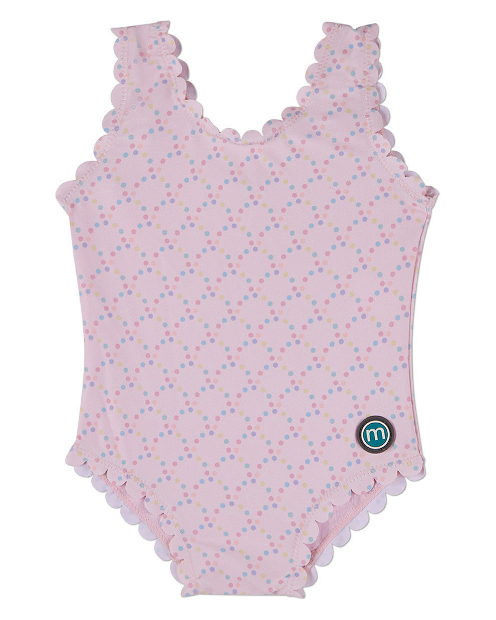 Memoi Logo Print Scalloped Bathing Suit - MXS10365