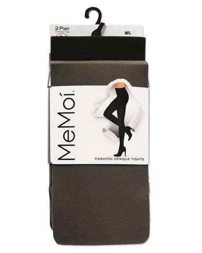Memoi Control Top Solid Microfiber Tights 2 Pack - Mjb-100