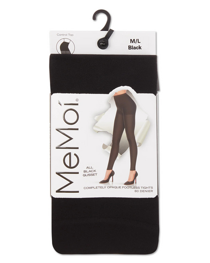 Memoi Completely Opaque 80 Denier Control Top Footless Tights - Mo-343
