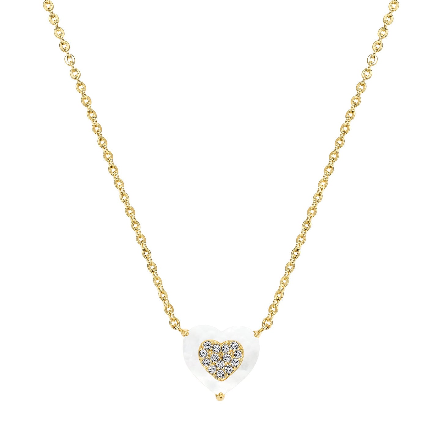 Cameo CZ-Filled Mother-of-Pearl Heart Pendant - P4284