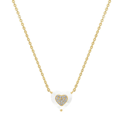 Cameo CZ-Filled Mother-of-Pearl Heart Pendant - P4284