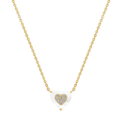 Cameo CZ-Filled Mother-of-Pearl Heart Pendant - P4284