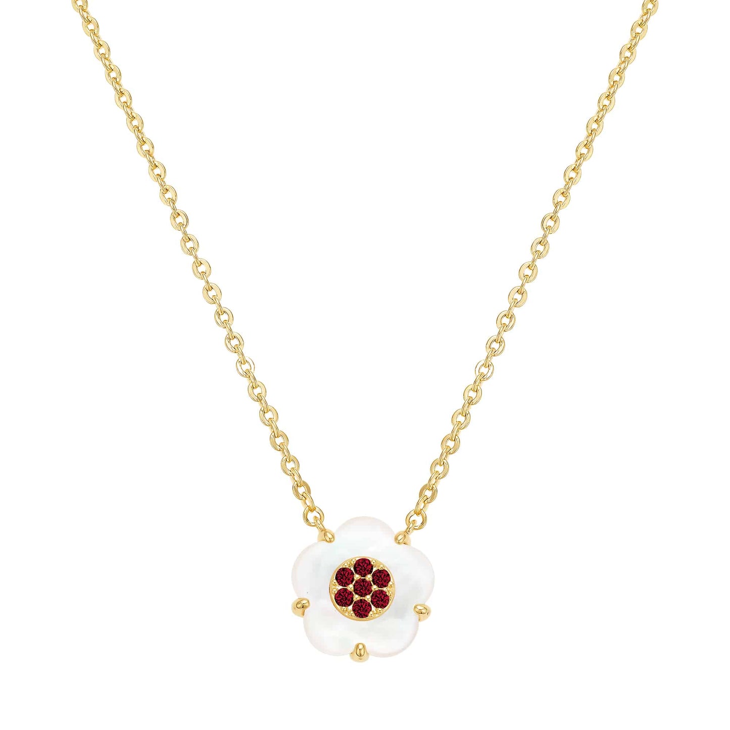 Cameo CZ-Filled Mother-of-Pearl Flower Pendant - P4285