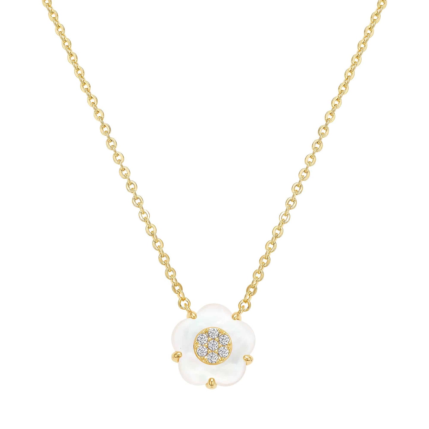 Cameo CZ-Filled Mother-of-Pearl Flower Pendant - P4285
