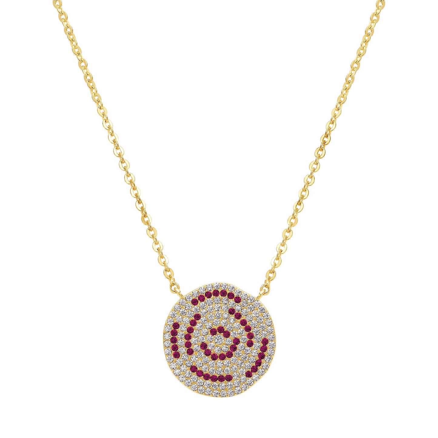 Cameo Pave Dented Circle Pendant - P4288