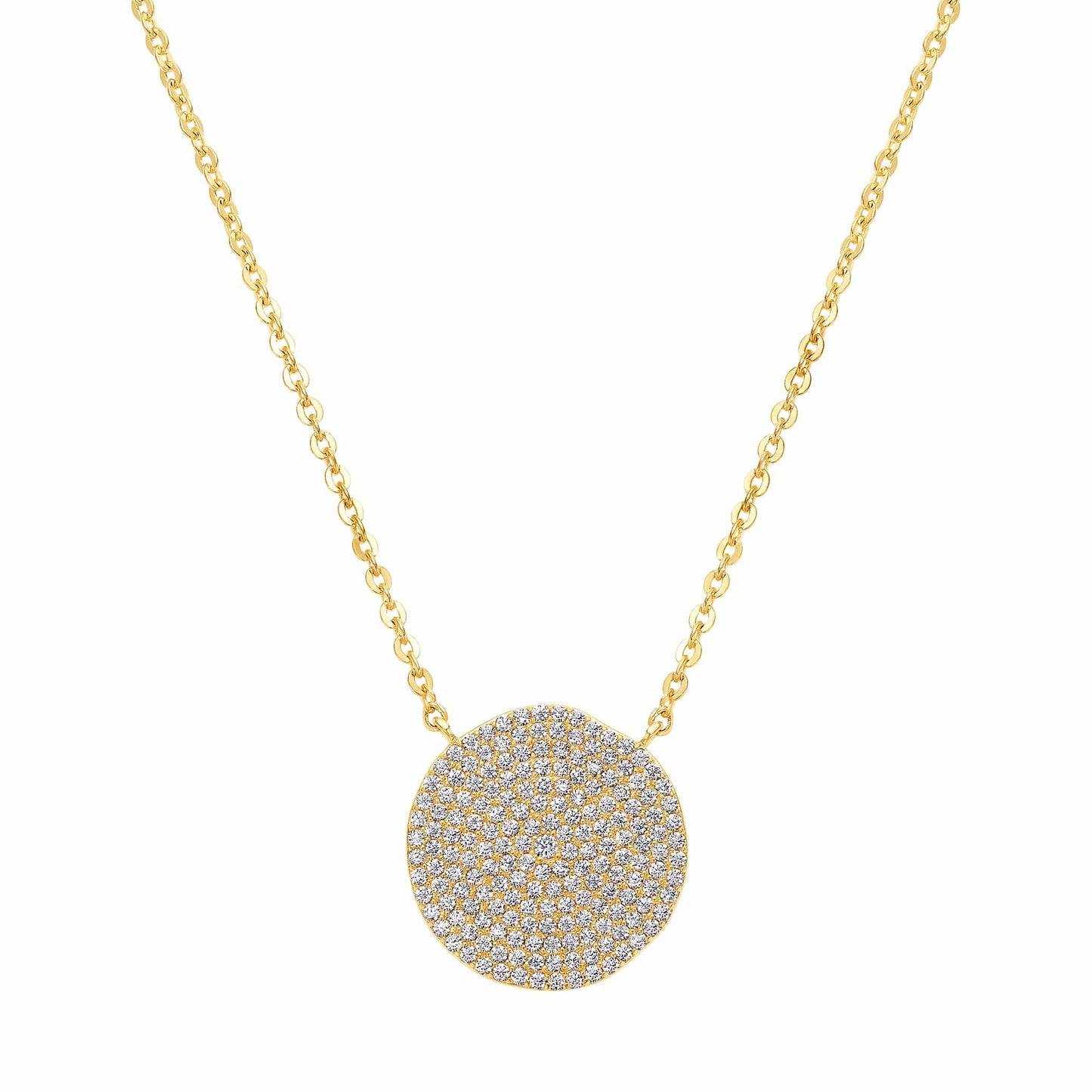 Cameo Pave Dented Circle Pendant - P4288