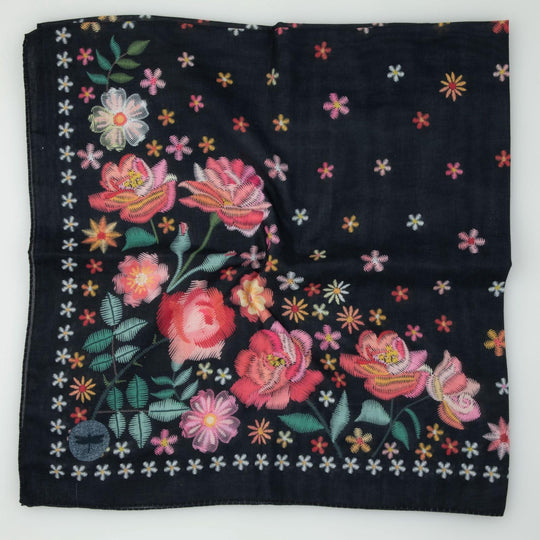Tal Black Blooms Headscarf - Tal-91-AYR