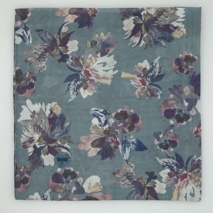 Tal Dusky Gray Floral Headscarf - Tal-66-AYR