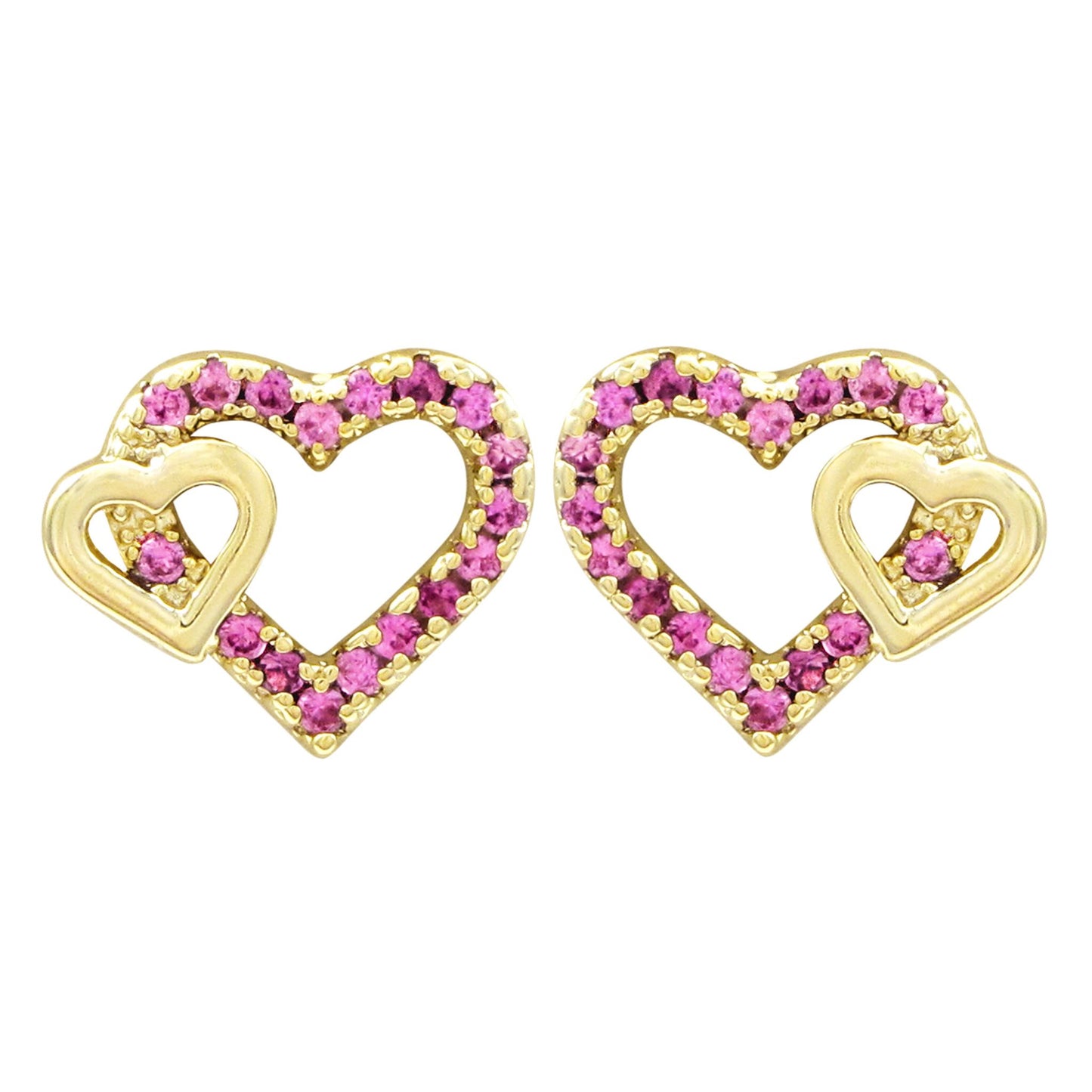 Delino Gold Plated Surgical Steel - Double Cutout Heart - 3EP4394-SU-GD