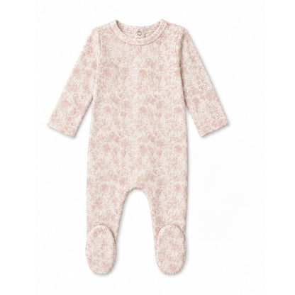 Bonjoy Printed Velour Floral Footie - WLV26004F