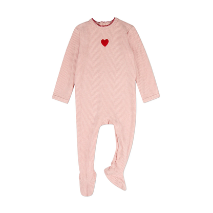 MiniMoi Heart Embroidered Textured Footie Set - IAA10465-Set