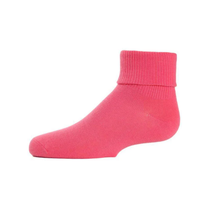 Memoi Kids Triple Roll Cotton Blend Ankle Socks Coral - Mk-5058