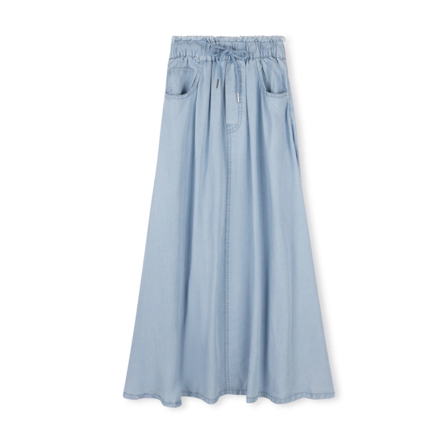 Cabana  Denim Draw String A-Line Maxi Skirt