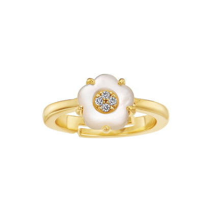 Cameo CZ-Filled Mother-of-Pearl Flower Ring - R3107