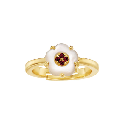 Cameo CZ-Filled Mother-of-Pearl Flower Ring - R3107