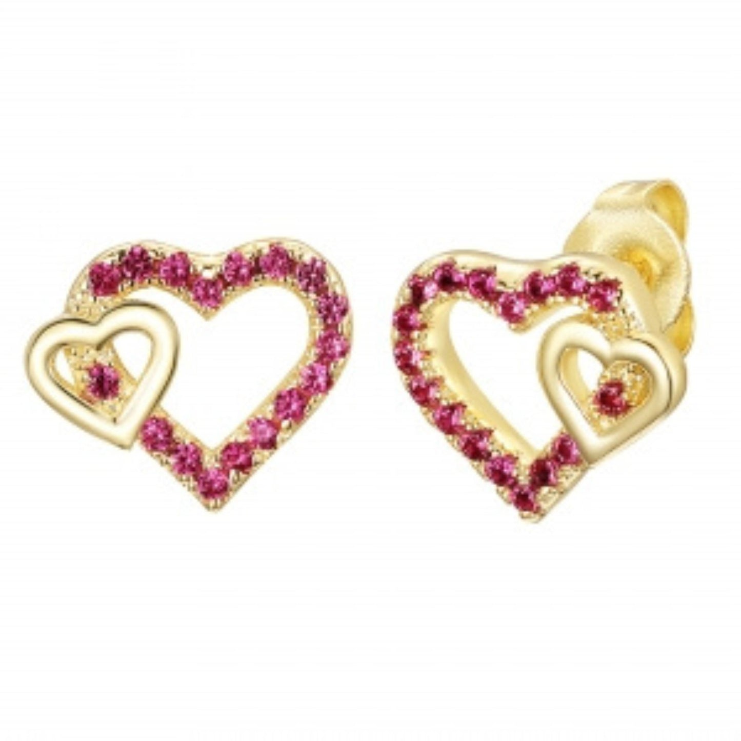 Delino Gold Plated Surgical Steel - Double Cutout Heart - 3EP4394-SU-GD