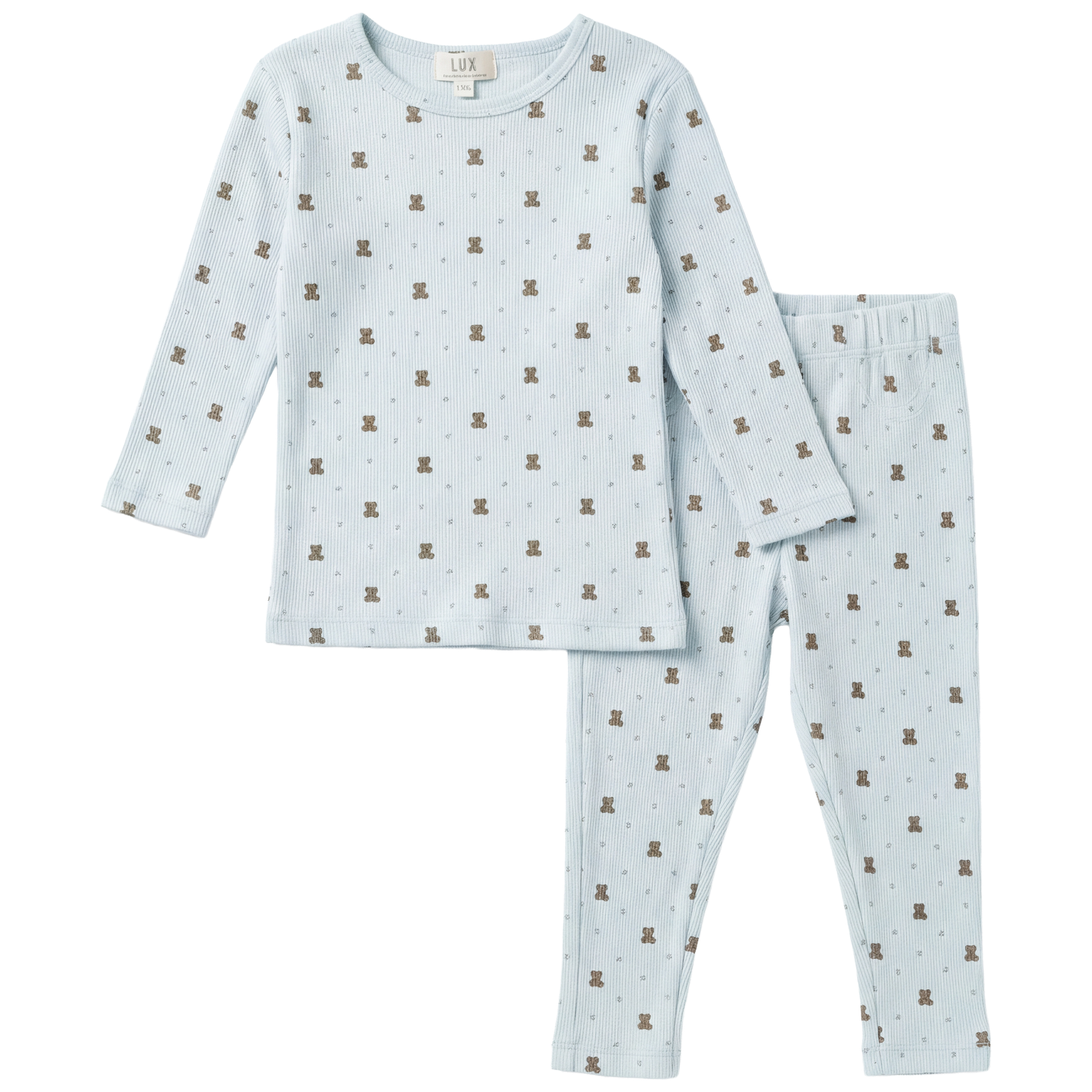 LUX Regular Cotton Spandex Rib Bear Bow Print 2 Pc - SB6CY2857E