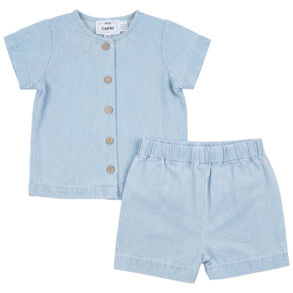 Jolie Capri Denim Cotton Eyelet Onesie - SB6CY2870BG