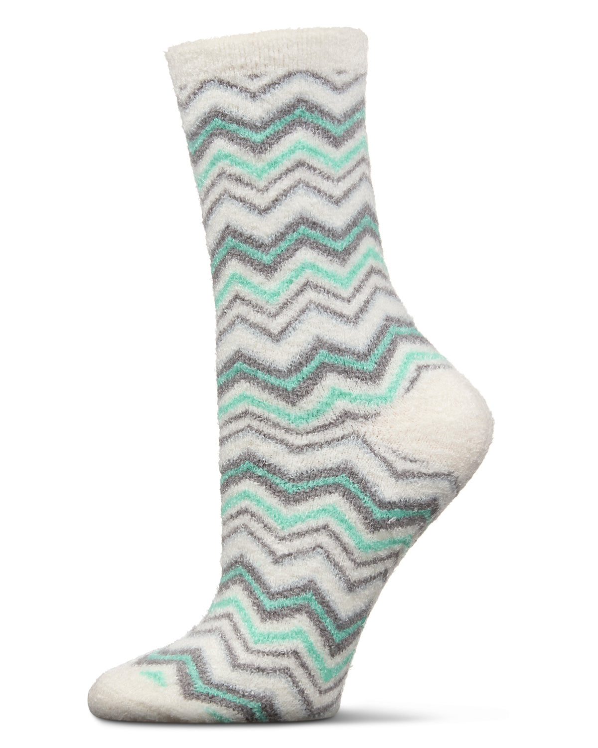 Women's Zig Zag Stripes Aloe Infused Crew Socks