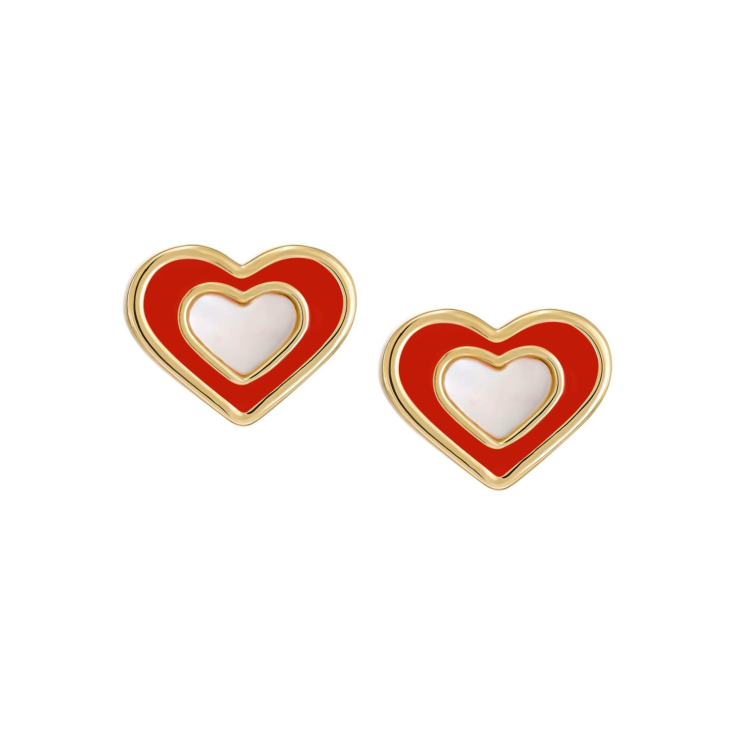 Cameo Small Mother-of-Pearl Enamel Heart Stud Earring - SE2083