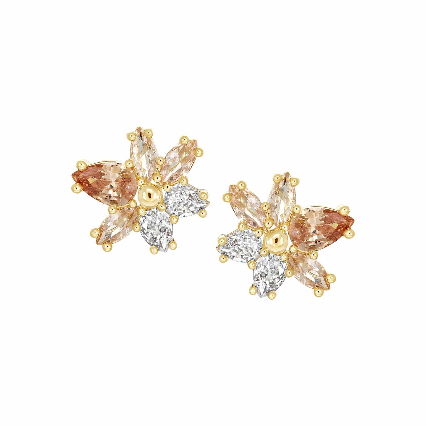 Cameo Mixed Cuts Flower Stud Earring - SE2137