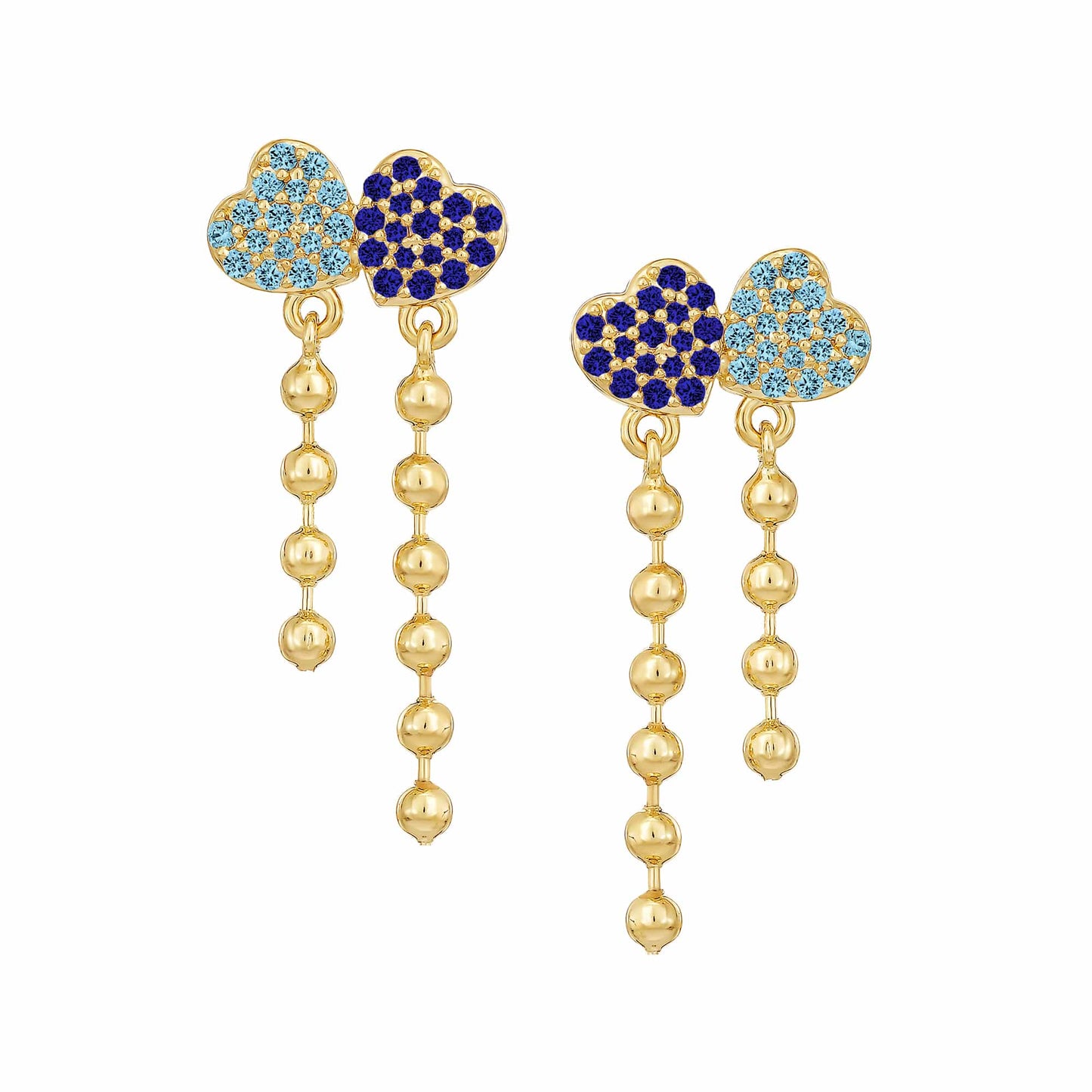 Cameo Twin Heart Ball Chain Stud Earring - SE2148