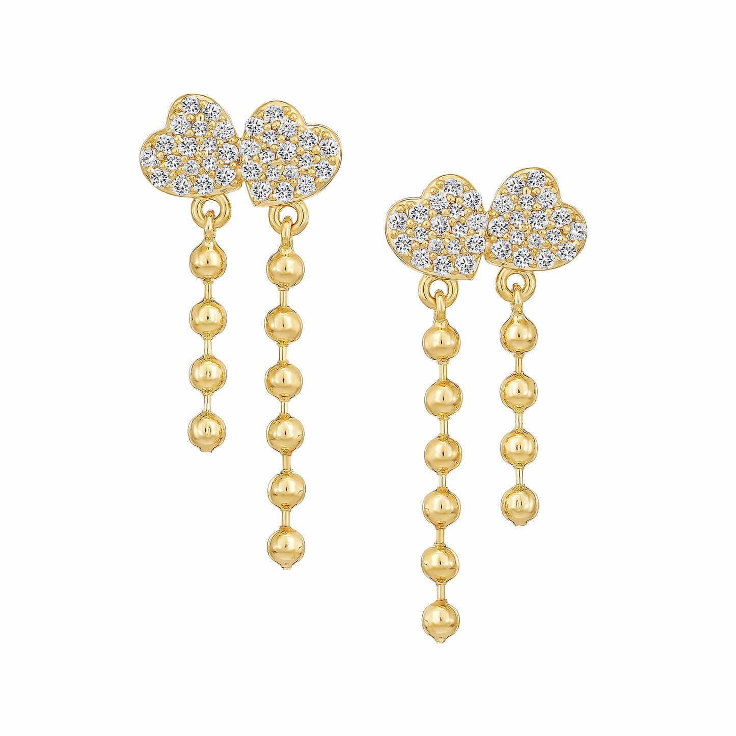 Cameo Twin Heart Ball Chain Stud Earring - SE2148