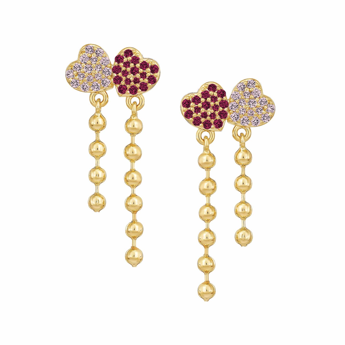 Cameo Twin Heart Ball Chain Stud Earring - SE2148