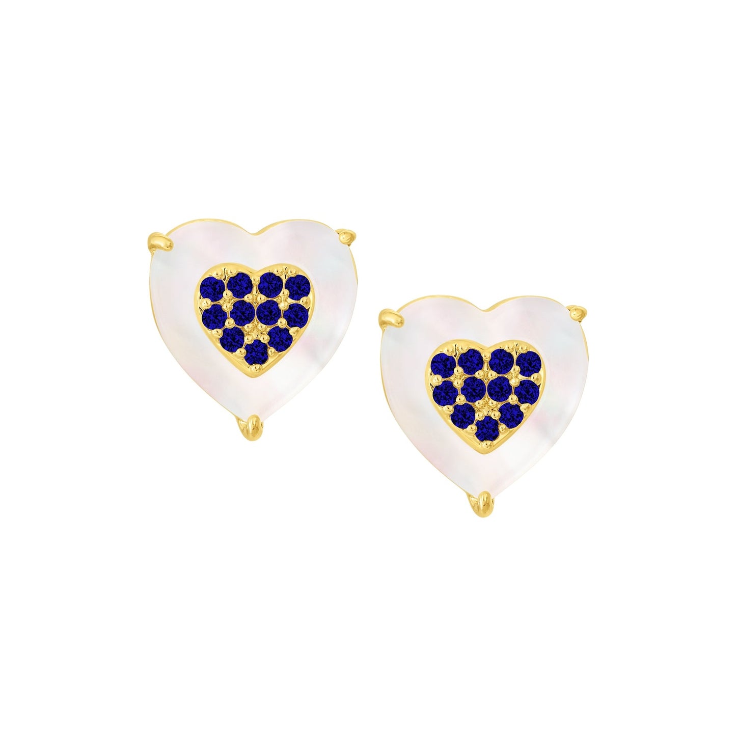Cameo CZ-Filled Mother-of-Pearl Heart Stud Earring - SE2159