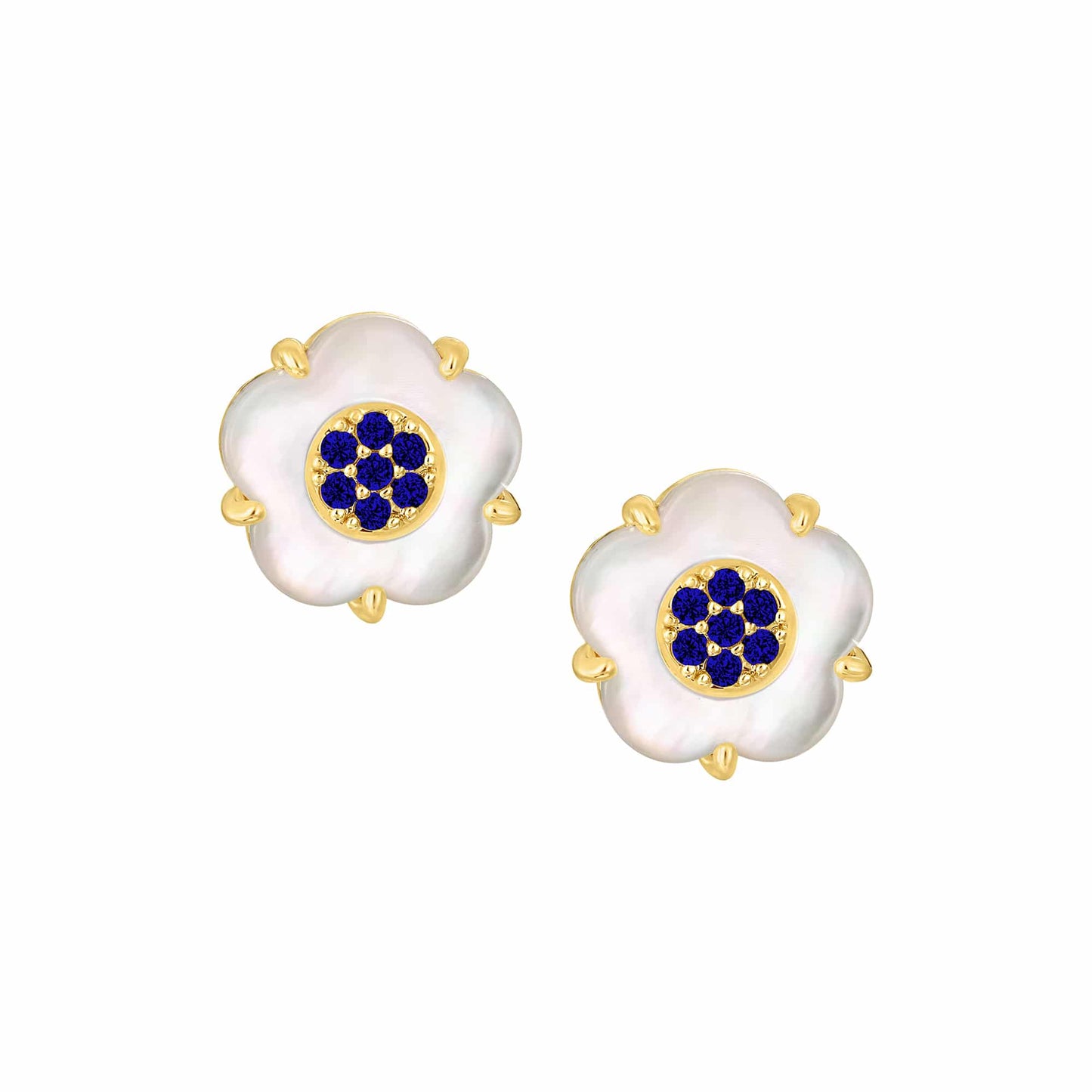 Cameo CZ-Filled Mother-of-Pearl Flower Stud Earring - SE2160