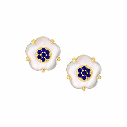 Cameo CZ-Filled Mother-of-Pearl Flower Stud Earring - SE2160