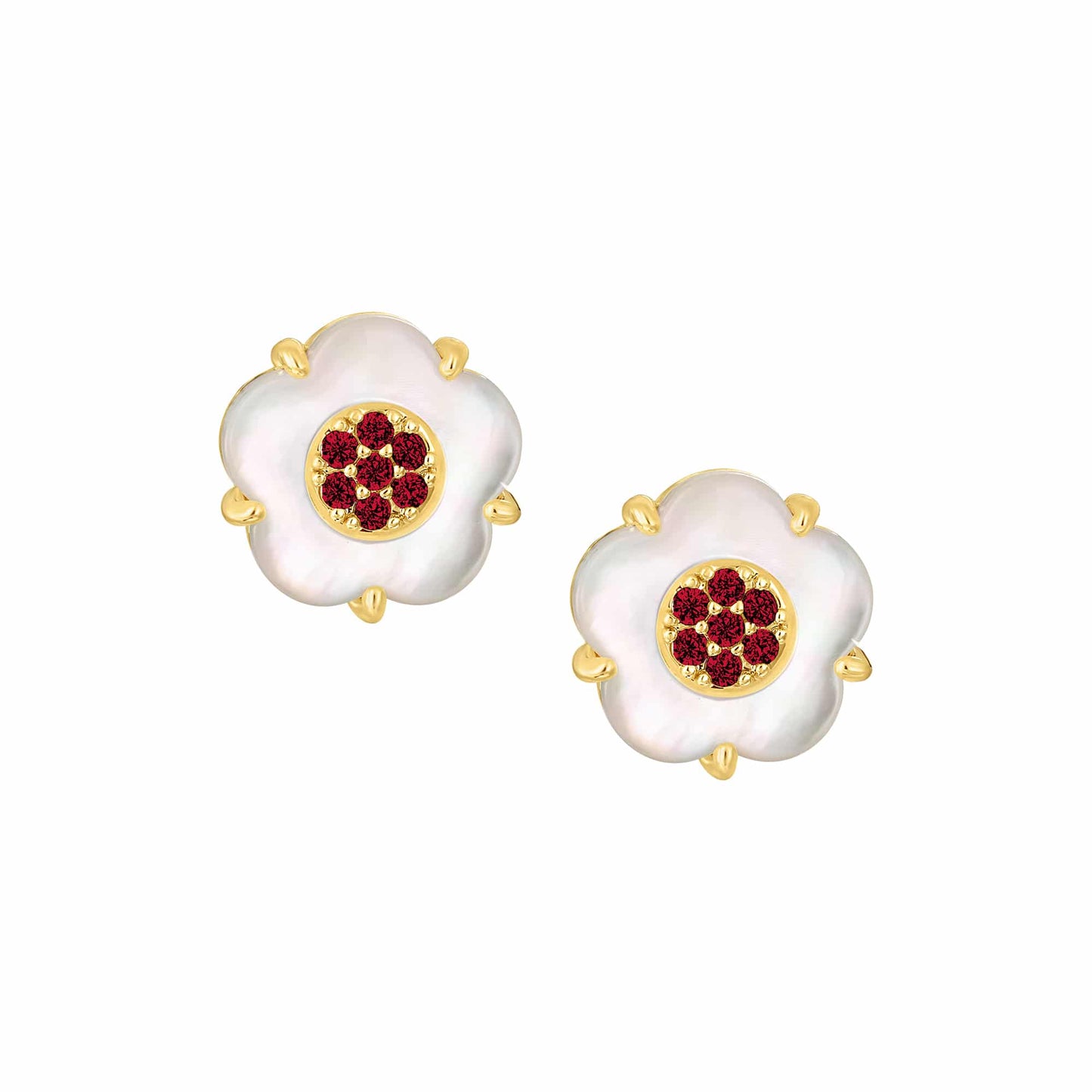 Cameo CZ-Filled Mother-of-Pearl Flower Stud Earring - SE2160