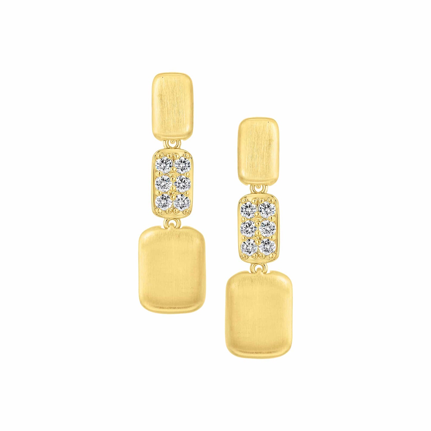 Cameo Matte & CZ Blocks Dangle Stud Earring - SE2161