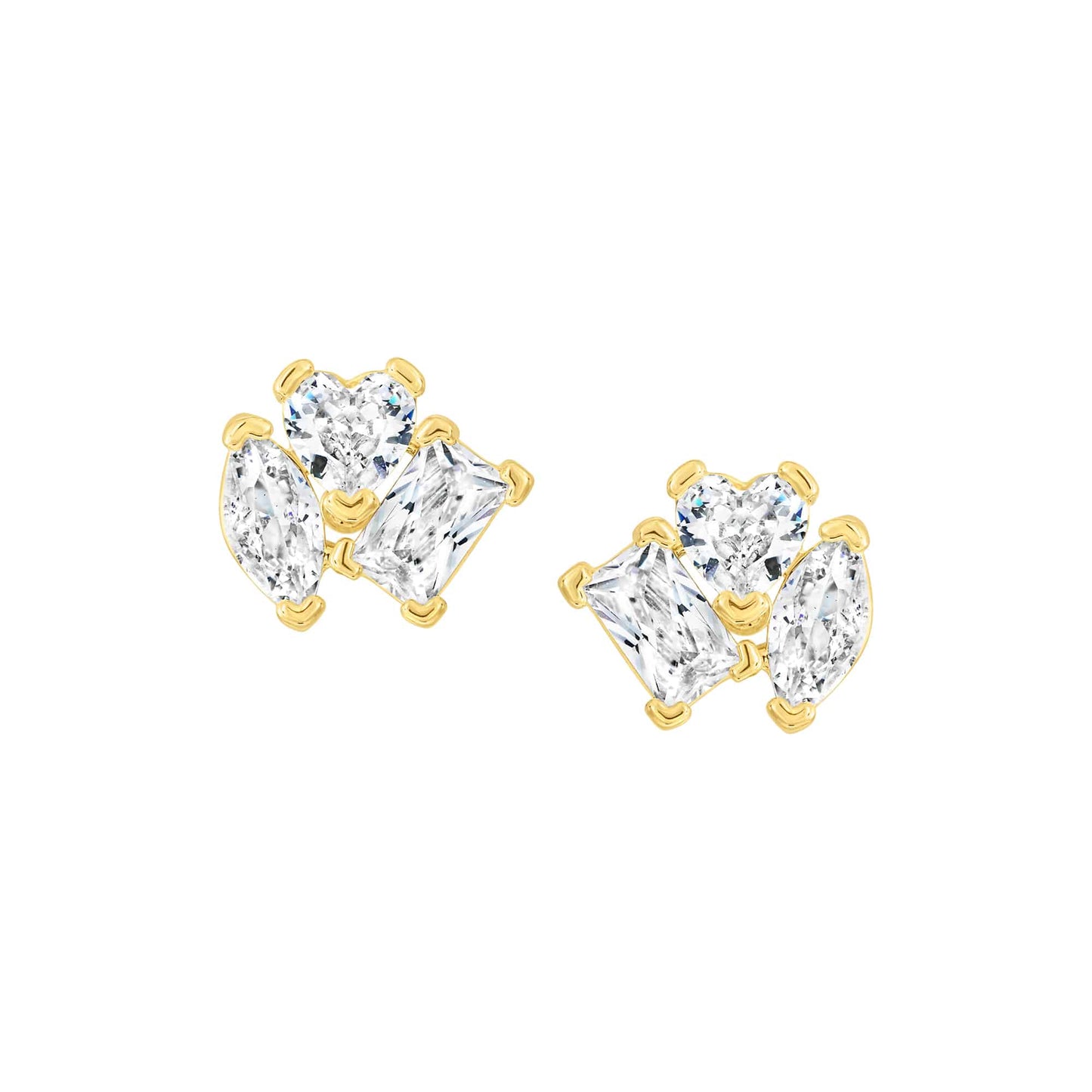 Cameo Diverse Shapes Cluster Stud Earring - SE2167