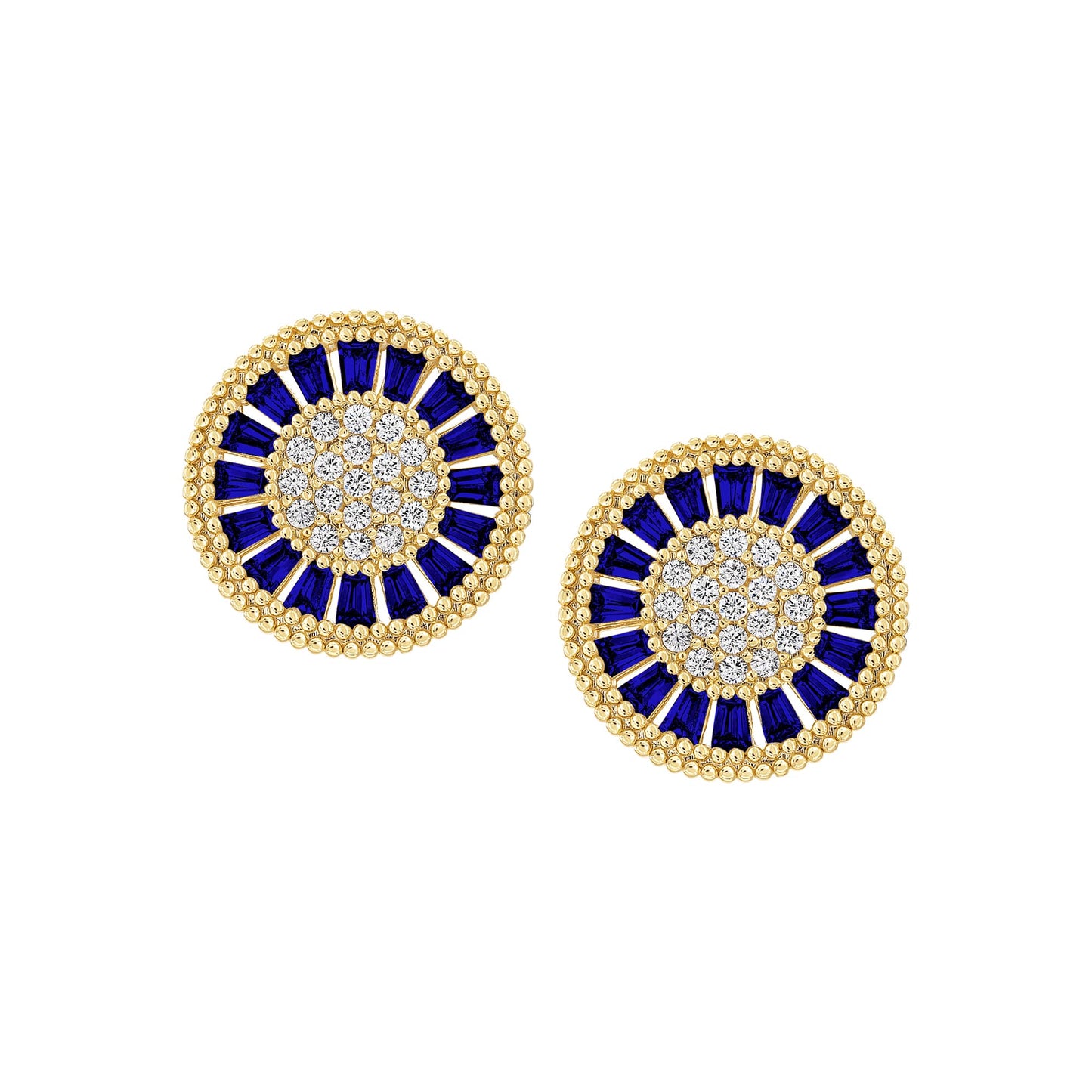Cameo Baguette Stones Spinner Stud Earring - SE2168