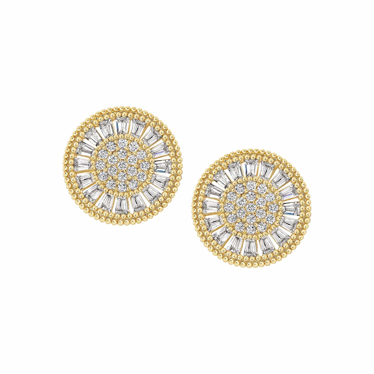 Cameo Baguette Stones Spinner Stud Earring - SE2168