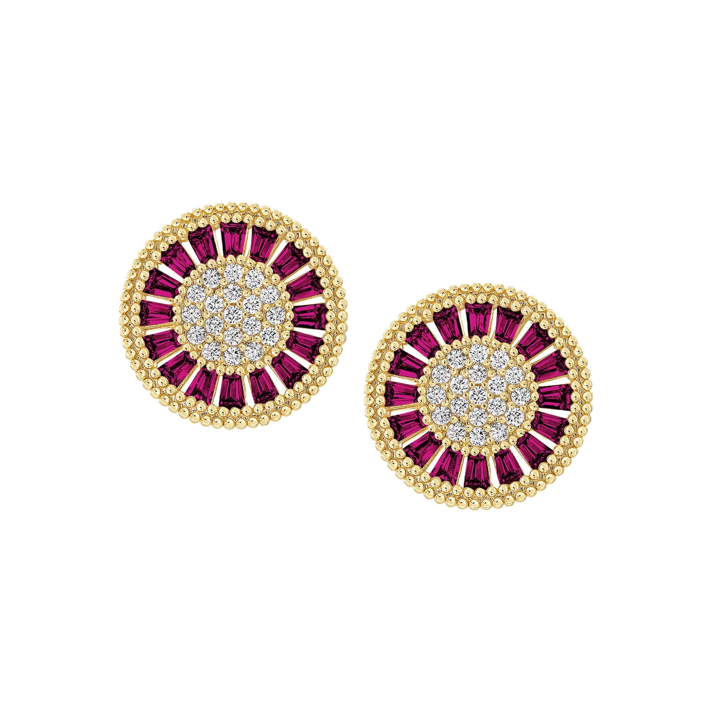 Cameo Baguette Stones Spinner Stud Earring - SE2168