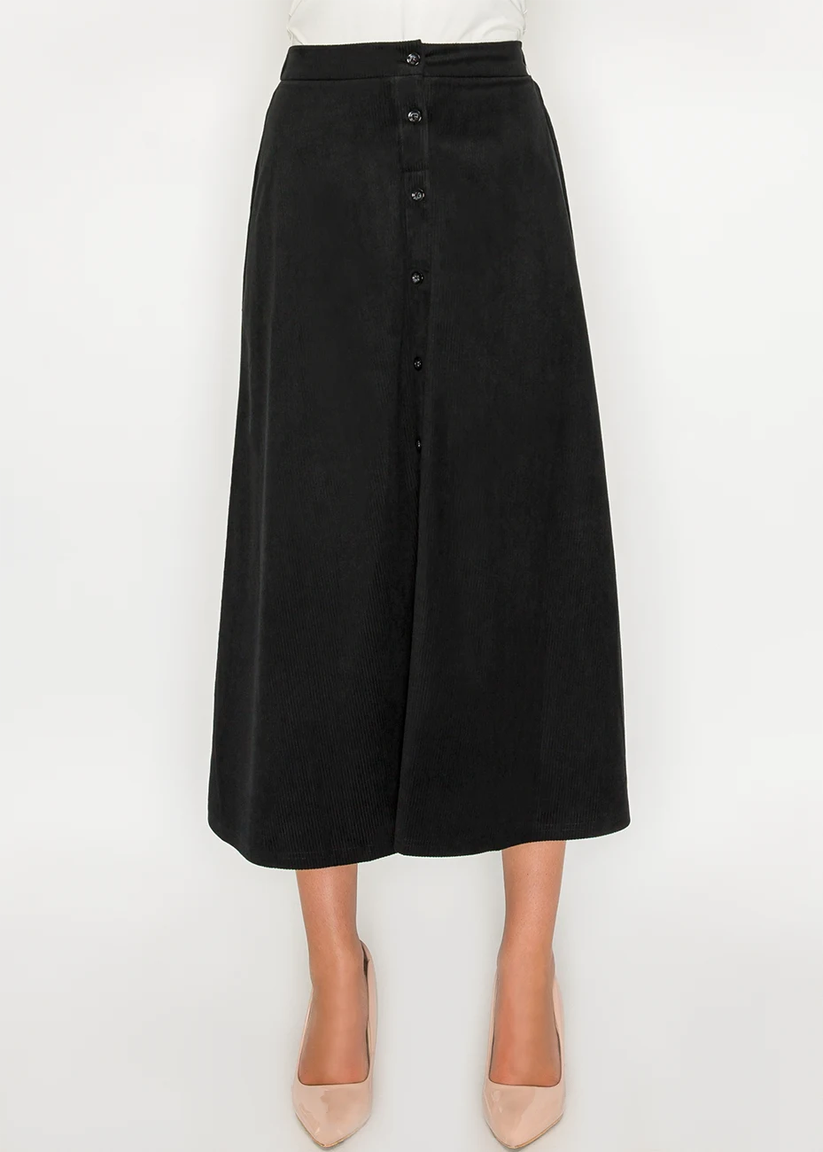 Yal Corduroy Aline Button Skirt - SK4674