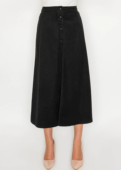 Yal Corduroy Aline Button Skirt - SK4674